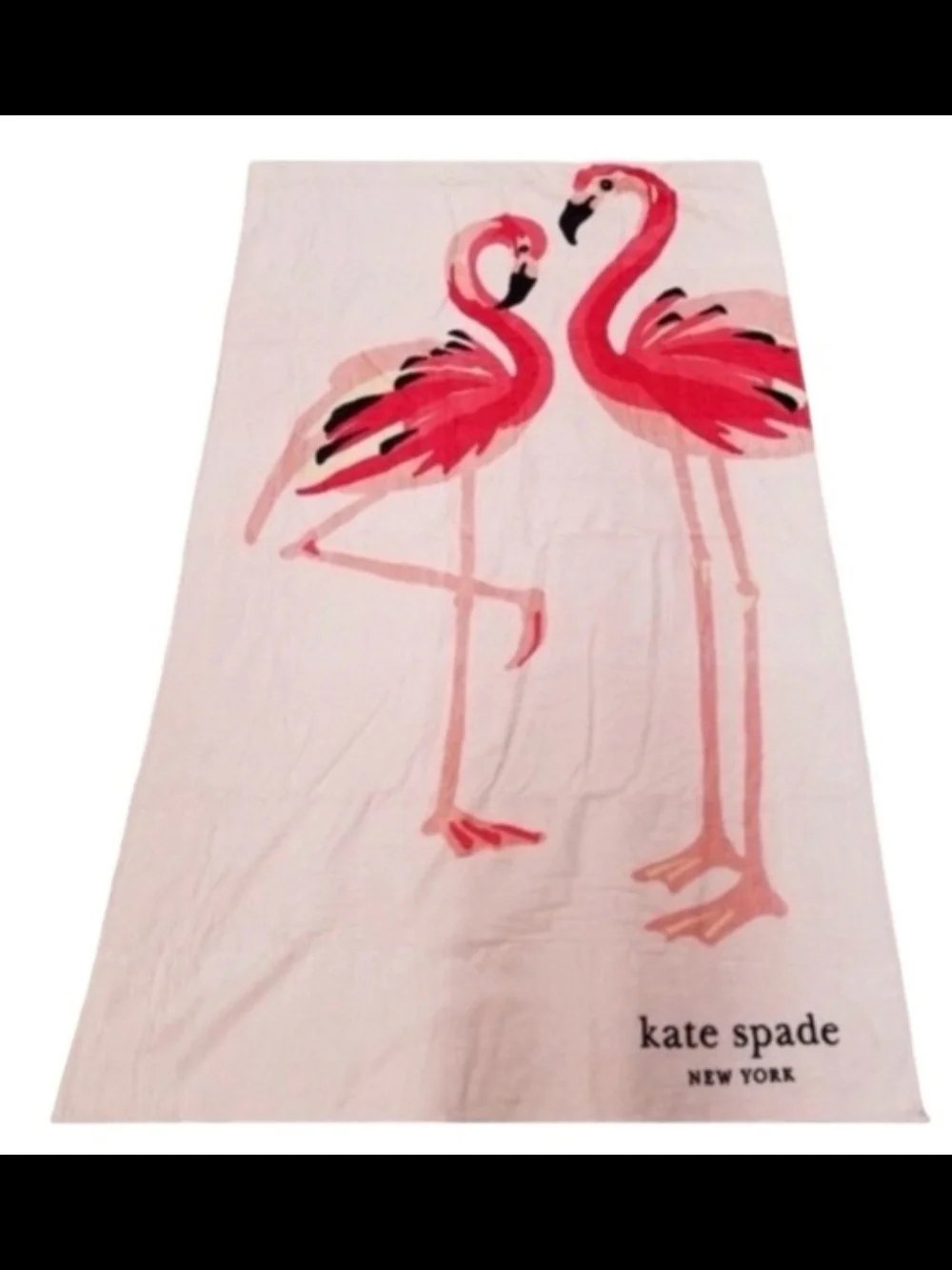 Kate Spade Pink Flamingo Oversized Beach Towel with Red Flamingo Accents 40x70